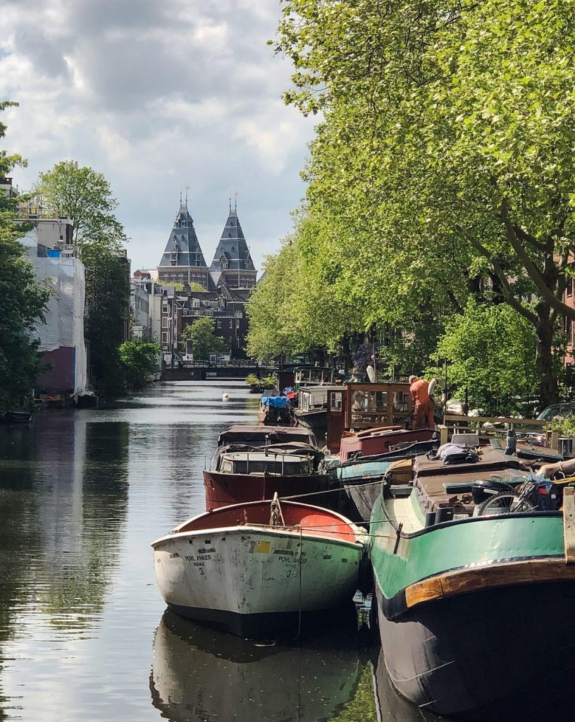 boats, amsterdam, travel, tourism, europe, holland, canal, city, cityscape